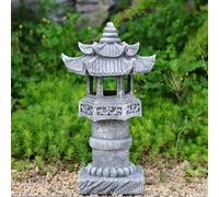 Hoppipola Solar Powered Pagoda Lantern, Resin Stone Look Zen Spire Light, IP44 Weatherproof Garden Ornament for Pathway Evening Ambience