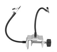 Hoppipola Soldering Iron Holder Third Hand with Magnifying Glass, Metal Soldering Station Holder Flexible for Electronics Repair and DIY Projects, Silver/Black