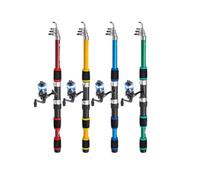Hoppipola Telescopic Fishing Rod & Reel Set 60ft Portable Camouflage Carbon Fiber Rod Complete Set with Spinning Rod and Reel with Bag for Carp & Bait Fishing - Red