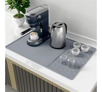 Hoppipola Two-Piece Silicone Coffee Station Mat, for Large Drying Pad with Drainage System, Non-Slip Counter for Protection for Espresso Machines, 60x40cm Grey