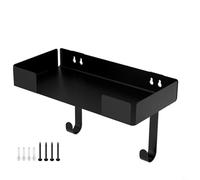 Hoppipola Wall Mount Ironing Board Holder, for Heavy Duty for Stainless Steel Ironing Board Hanger with Top Basket for T&Y Shapes, Space Saving Laundry Storage Rack, Black