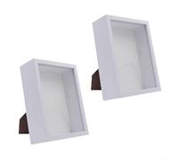 Hoppipola White 3D Shadow Box Frame 11.9x17cm, Deep Display Case Photos for Art Flowers, 2-Pack Wooden Hanging Picture Frames