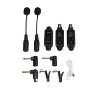 Hoppipola Wireless UHF Saxophone Microphone System 570-590MHz Instrument Mic with Receiver & Transmitter Low Latency <6ms for Horn Trumpet Trombone 800mAh 8H Playtime Black One and Two