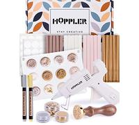 Hoppler Premium Wax Seal Kit with Seal Gun, Wax Sticks, a Flower Stamp, 12 Cavity Silicone Mold, and Extra Additions to Make Seals Stand Out and Make Invitations in Bulk.