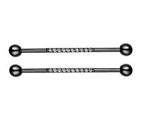 Hopply 14G Industrial Piercing Barbell Earring for Men & Women,Surgical Stainless Steel Piercing Helix-Conch Cartilage Earrings with CZ Body Piercing Jewelry 38mm 1 1/2 inch (Black)