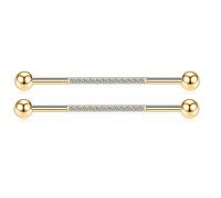 Hopply 14G Industrial Piercing Barbell Earring for Men & Women,Surgical Stainless Steel Piercing Helix-Conch Cartilage Earrings with CZ Body Piercing Jewelry 38mm 1 1/2 inch (Gold)