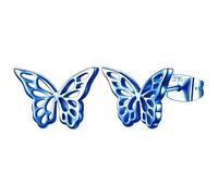 Hopply Blue Butterfly Stud Earrings for Women Dainty Simple Titanium Surgical Stainless Steel Hypoallergenic for Sensitive Ears Gift Jewelry, 12MM, Stainless Steel, No Gemstone