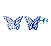 Hopply Blue Butterfly Stud Earrings for Women Dainty Simple Titanium Surgical Stainless Steel Hypoallergenic for Sensitive Ears Gift Jewelry, 12MM, Stainless Steel, No Gemstone
