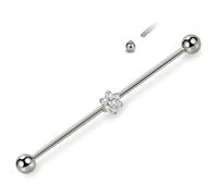 Hopply G23 Implant Grade Pure Titanium Industrial Piercing Jewelry 14G Industrial Piercing Barbell Earring with CZ Body Piercing Cartilage Earring Jewelry 1 1/2 Inch 38mm for Women Men, 38 mm