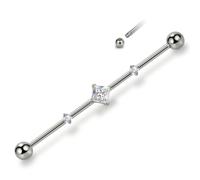 Hopply G23 Implant Grade Pure Titanium Industrial Piercing Jewelry 14G Industrial Piercing Barbell Earring with CZ Body Piercing Cartilage Earring Jewelry 1 1/2 Inch 38mm for Women Men, 38 mm