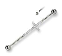 Hopply G23 Implant Grade Pure Titanium Industrial Piercing Jewelry 14G Industrial Piercing Barbell Earring with CZ Body Piercing Cartilage Earring Jewelry 1 1/2 Inch 38mm for Women Men, 38 mm