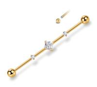 Hopply G23 Implant Grade Pure Titanium Industrial Piercing Jewelry 14G Industrial Piercing Barbell Earring with CZ Body Piercing Cartilage Earring Jewelry 1 1/2 Inch 38mm for Women Men, 38 mm