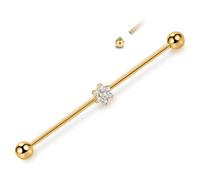 Hopply G23 Implant Grade Pure Titanium Industrial Piercing Jewelry 14G Industrial Piercing Barbell Earring with CZ Body Piercing Cartilage Earring Jewelry 1 1/2 Inch 38mm for Women Men, 38 mm