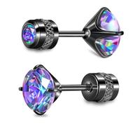 Hopply G23 Pure Titanium Earrings,20G Hypoallergenic Implant Grade Flatback 5A Cubic Zirconia Earrings Studs, Suitable for Women Men Sensitive Ears Jewelry Gift, 3-6MM, Titanium, Cubic Zirconia