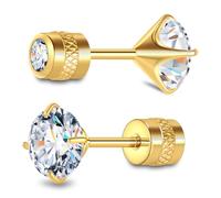 Hopply G23 Pure Titanium Earrings,20G Hypoallergenic Implant Grade Flatback 5A Cubic Zirconia Earrings Studs, Suitable for Women Men Sensitive Ears Jewelry Gift, 3-6MM, Titanium, Cubic Zirconia