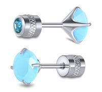 Hopply G23 Pure Titanium Earrings,20G Hypoallergenic Implant Grade Flatback 5A Cubic Zirconia Earrings Studs, Suitable for Women Men Sensitive Ears Jewelry Gift, 3-6MM, Titanium, Cubic Zirconia