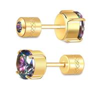 Hopply Hypoallergenic G23 Pure Titanium Earrings for Women Men,20G Implant Grade Flatback 5A Cubic Zirconia Earrings Studs for Sensitive Ears Jewelry Gift, 3 mm, Titanium, Cubic Zirconia