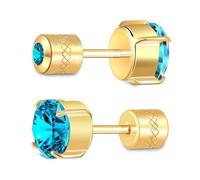 Hopply Hypoallergenic G23 Pure Titanium Earrings for Women Men,20G Implant Grade Flatback 5A Cubic Zirconia Earrings Studs for Sensitive Ears Jewelry Gift, 4 mm, Titanium, Cubic Zirconia