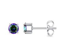 Hopply Hypoallergenic Titanium Earrings for Sensitive Ears,Implant Grade Surgical Stainless Steel 5A Cubic Zirconia Piercing Sleeper Stud Earrings 5mm (A- Rainbow CZ/5mm)