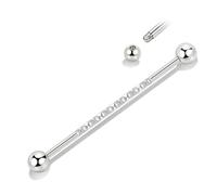 Hopply Industrial Piercing Jewelry 14G Surgical Steel Industrial Piercing Barbell Earring with CZ/Cross Body Piercing Cartilage Earring Jewelry 1 1/2 Inch 38mm for Women Men, 38 mm, Stainless Steel
