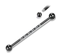 Hopply Industrial Piercing Jewelry 14G Surgical Steel Industrial Piercing Barbell Earring with CZ/Cross Body Piercing Cartilage Earring Jewelry 1 1/2 Inch 38mm for Women Men, 38 mm, Stainless Steel