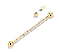 Hopply Industrial Piercing Jewelry 14G Surgical Steel Industrial Piercing Barbell Earring with CZ/Cross Body Piercing Cartilage Earring Jewelry 1 1/2 Inch 38mm for Women Men, 38 mm, Stainless Steel