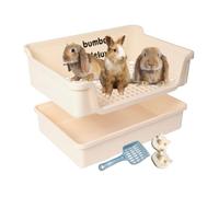 HoppScotch.bun Bumbox Deluxe Extra Large Rabbit Litter Box w Plastic Grid & Dump Tray-Bunny Poop Tray Pet Bunny Supplies- Rabbit Cage Accessories for Training Corner Bunny Litter Pan…
