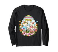 Hoppy Easter Bunny Family Cute Spring Floral Egg Long Sleeve T-Shirt