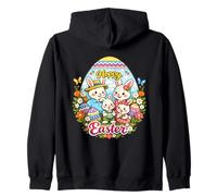 Hoppy Easter Bunny Family Cute Spring Floral Egg Zip Hoodie
