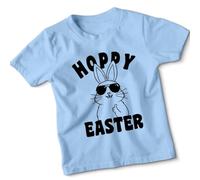 Hoppy Easter Bunny Kids Childrens Tshirt Cute Cool Novelty Happy Gift Egg Tee 5-6 Years Sky Blue