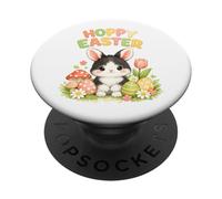 Hoppy Easter Cute Black and White Bunny Easter Egg Hunt PopSockets Adhesive PopGrip