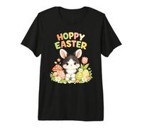 Hoppy Easter Cute Black and White Bunny Easter Egg Hunt Premium T-Shirt