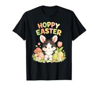 Hoppy Easter Cute Black and White Bunny Easter Egg Hunt T-Shirt