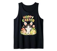 Hoppy Easter Cute Black and White Bunny Easter Egg Hunt Tank Top