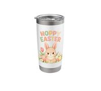 Hoppy Easter Cute Bunny Rabbit Spring Flowers and Eggs Stainless Steel Insulated Tumbler
