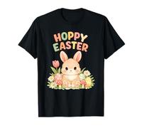 Hoppy Easter Cute Bunny Rabbit Spring Flowers and Eggs T-Shirt