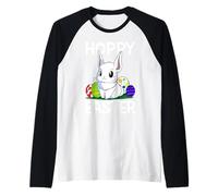 Hoppy Easter Cute Easter Bunny Egg Hunting Raglan Baseball Tee