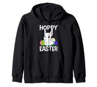 Hoppy Easter Cute Easter Bunny Egg Hunting Zip Hoodie