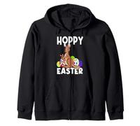 Hoppy Easter Cute Easter Bunny Kangaroo Funny Egg Hunting Zip Hoodie