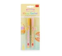 Legami Set of 2 Lovely Friends Hoppy Easter Limited Edition Gel Pens Removable and Reusable Decorative Animal Non Roll Away Pink and Purple Ink