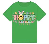 Hoppy Easter T-Shirt - Cute Smiley Bunny Face Tee for Kids, Girls, Boys, Men & Women - Fun Spring Outfit & Matching Family Easter Gift Kelly Green