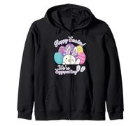 Hoppy Easter We're Eggspecting Egg Pregnancy Announcement Zip Hoodie