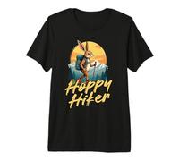 Hoppy Hiker Rabbit Pun Mountain Trekking Premium T-Shirt