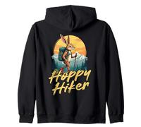 Hoppy Hiker Rabbit Pun Mountain Trekking Zip Hoodie
