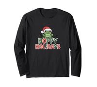 Hoppy Holidays Funny Frog Pun Christmas Santa Hat Long Sleeve T-Shirt