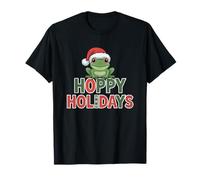 Hoppy Holidays Funny Frog Pun Christmas Santa Hat T-Shirt