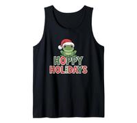 Hoppy Holidays Funny Frog Pun Christmas Santa Hat Tank Top