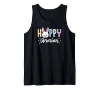 Hoppy Librarian Happy Easter Bunny Graphic Tank Top