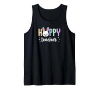 Hoppy Teacher Happy Easter Bunny Graphic Tank Top