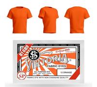 HOPS Textile Dye, 10g (12 Orange), Dye for Fabric, 58 Colors, Dyes 200g Fabric, Compatible with Cotton, Linen, Silk, Wool, Viscose, Nylon, Combine, Satin, Wood, Plastic, Not for Polyester